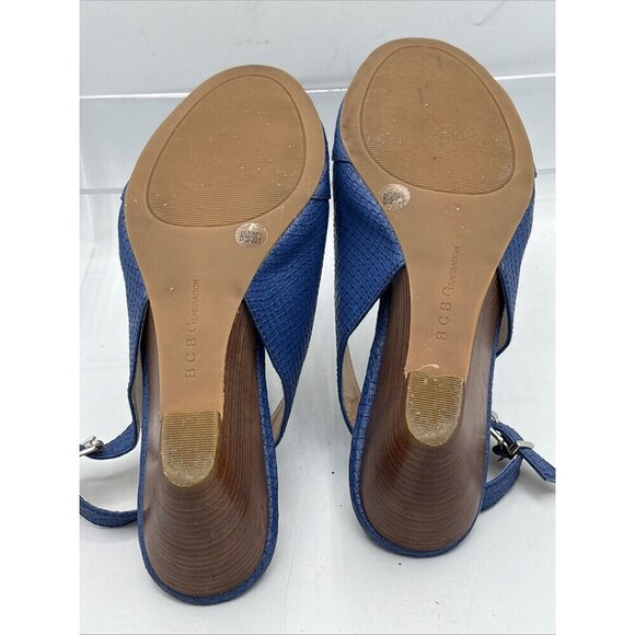 BCBGeneration Iami Snake Peep Toe Wedge Heels Blue Slingback Size 8.5B Women - Picture 10 of 10